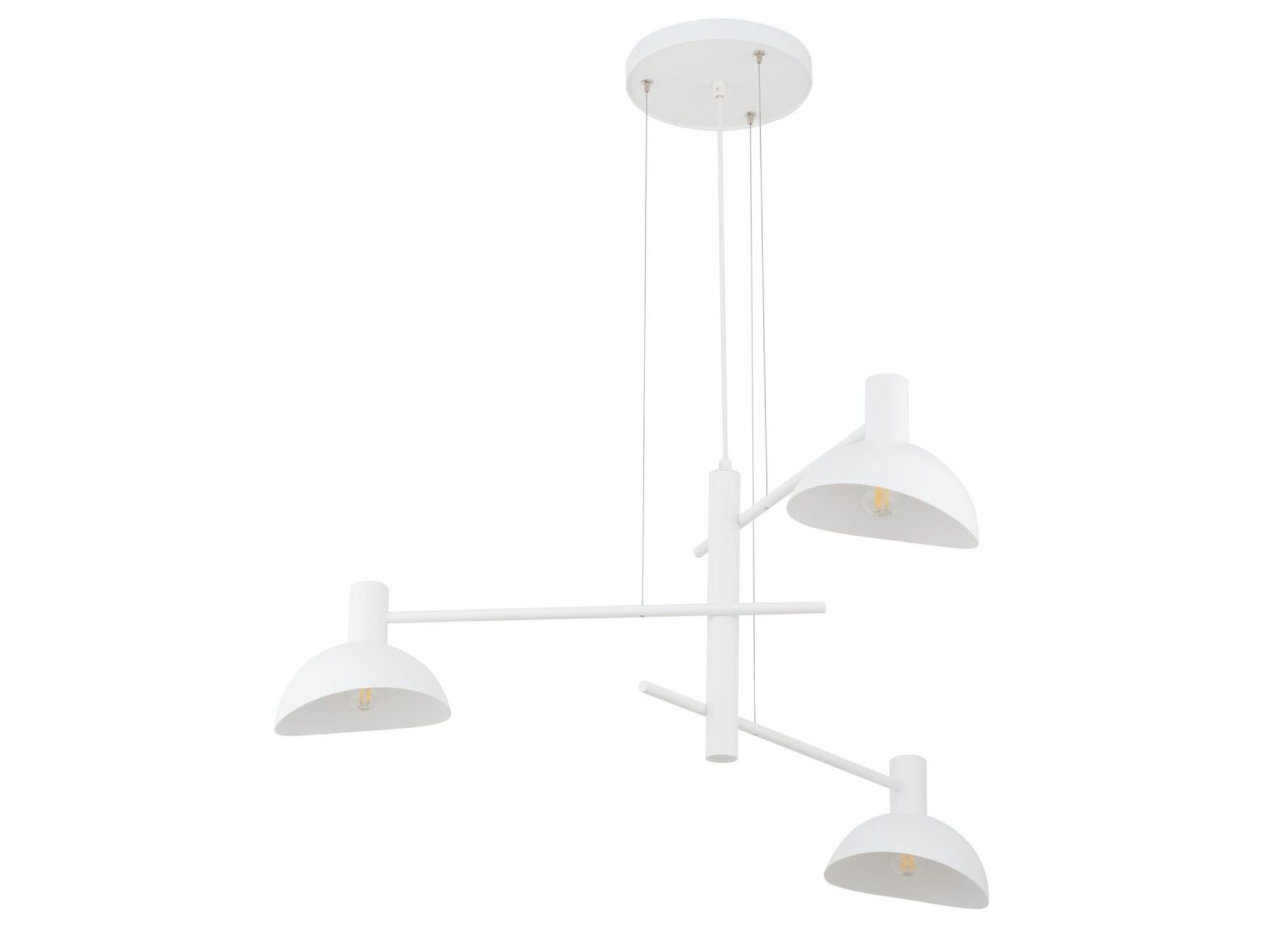 Lampa wisząca Artis 3 z trzema białymi metalowymi kloszami na białym tle