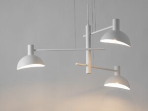 Miniaturka 1 - Lampa wisząca Artis 3 w białym wykończeniu ze świecącymi kloszami