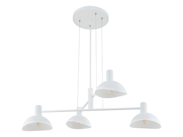 Lampa wisząca Artis 4 biała, cztery klosze i ramiona na białym tle