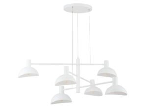 Miniaturka 6 - Lampa wisząca Artis 6 biała z sześcioma metalowymi kloszami na białym tle