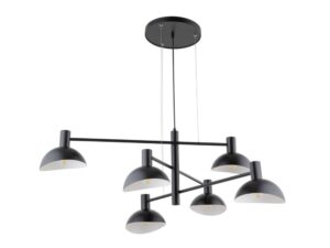 Miniaturka 1 - Lampa wisząca Artis 6 czarna z sześcioma metalowymi kloszami na białym tle