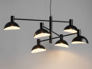 Miniaturka 4 - Lampa wisząca Artis 6 czarna z podświetlonymi metalowymi kloszami
