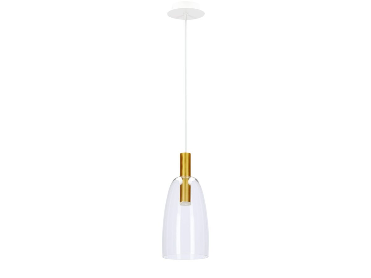 Lampa wisząca LED Astedia 5 W z obłym kloszem, złota