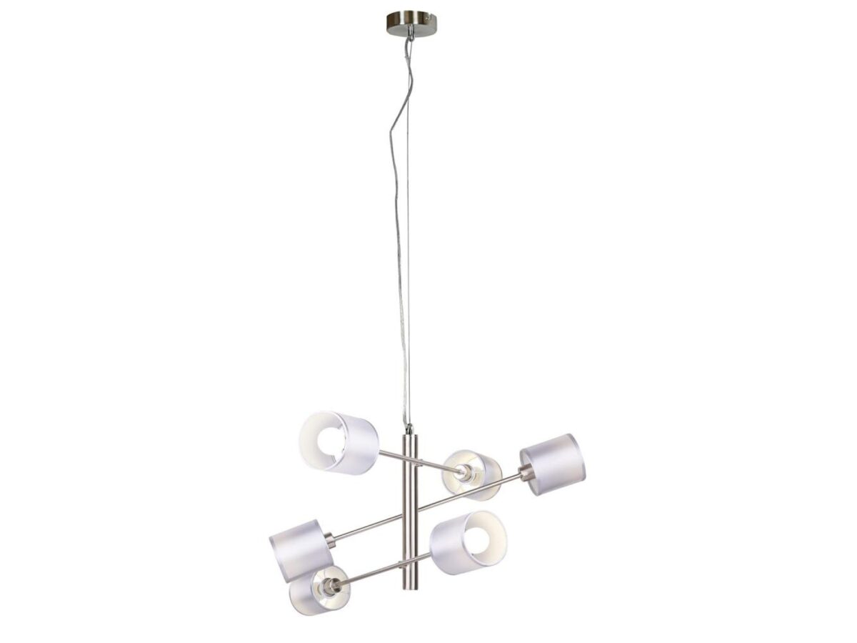 Lampa wisząca Astemona 6-punktowa na lince satyna 66 cm