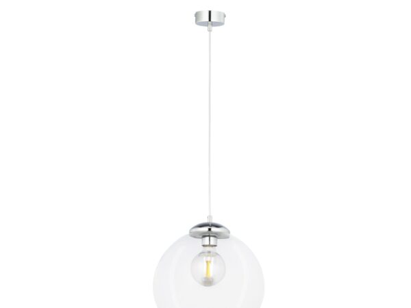 Lampa wisząca Asti 29 cm, przezroczysty klosz i chromowana oprawa