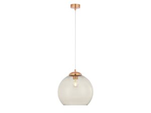 Miniaturka 5 - Lampa wisząca Asti miedziana z przydymionym szklanym kloszem