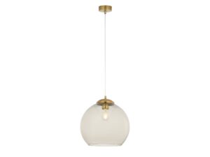 Miniaturka 4 - Lampa wisząca Asti mosiądz patynowany z przydymionym szklanym kloszem