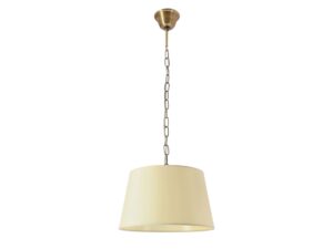 Miniaturka 2 - Lampa wisząca Astivora z kremowym tkaninowym abażurem i stalowym łańcuchem w kolorze patyny