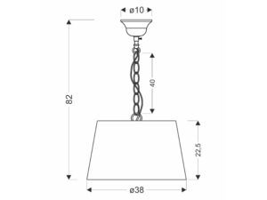 Miniaturka 1 - Rysunek wymiarowy lampy Astivora wysokość 82 cm średnica 38 cm
