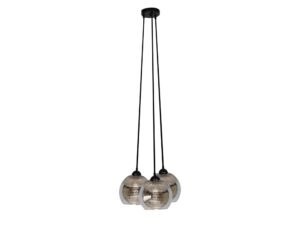 Miniaturka 5 - Lampa wisząca Astomo w chromie z trzema szklanymi kloszami na białym tle