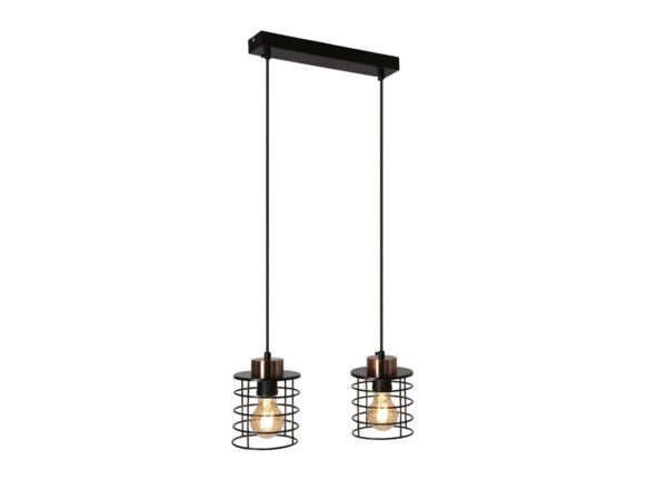 Lampa wisząca Astosa dwupunktowa z czarnymi kloszami koszykami