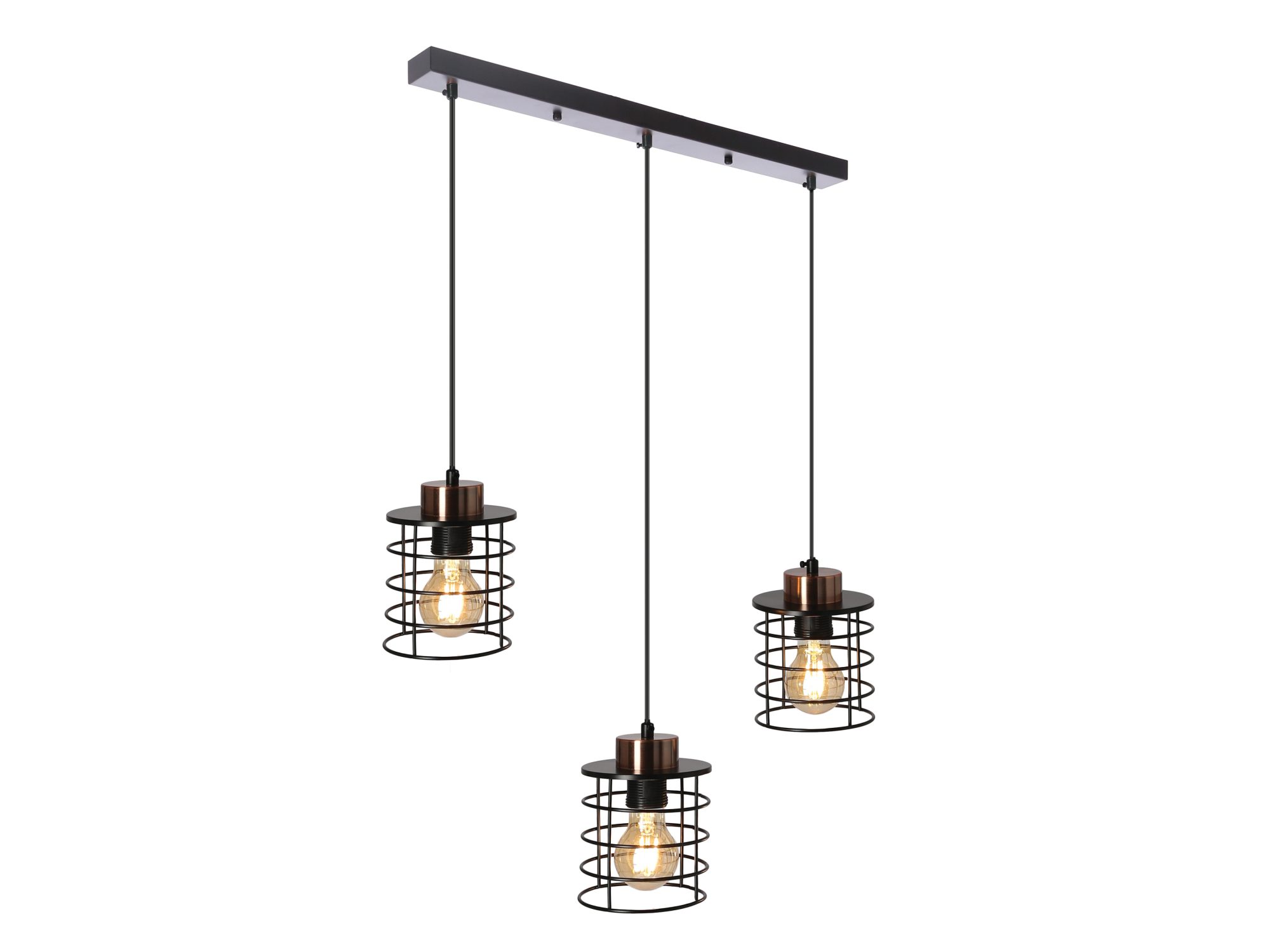 Lampa wisząca Astosa trzypunktowa z trzema ażurowymi kloszami