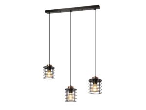 Miniaturka 1 - Trzy czarne metalowe klosze lampy wiszącej Astosa w pełnym ujęciu