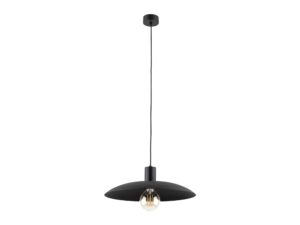 Miniaturka 12 - Czarna lampa wisząca Astra z pojedynczym okrągłym kloszem na białym tle