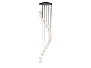 Miniaturka 2 - Lampa wisząca Aurora 16-punktowa z przezroczystymi szklanymi kloszami, ujęcie całej oprawy
