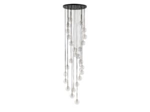 Miniaturka 2 - Lampa wisząca Aurora 26-punktowa z przezroczystymi szklanymi kloszami na białym tle
