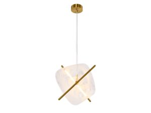 Miniaturka 4 - Lampa wisząca Avatona z białym marmurkowym szkłem i mosiężnymi elementami