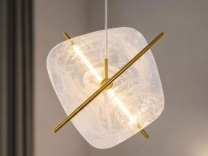Miniaturka 1 - Lampa wisząca Avatona białe szkło i ciepłe światło LED