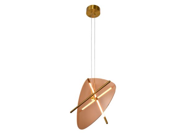 Lampa wisząca Avatona z bursztynowym szkłem i mosiężnym zawieszeniem