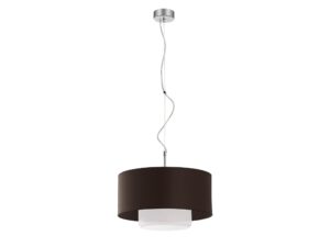 Miniaturka 8 - Lampa wisząca Aveo brązowy abażur, mleczny klosz i chromowane zawieszenie