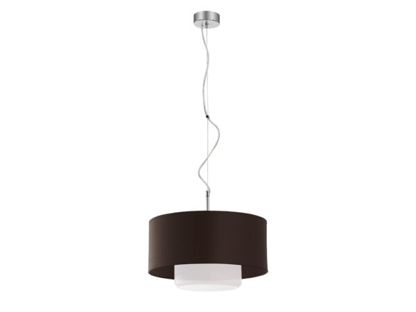 Lampa wisząca Aveo brązowy abażur, mleczny klosz i chromowane zawieszenie