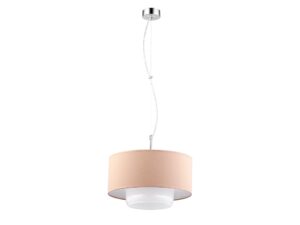 Miniaturka 6 - Lampa wisząca Aveo brzoskwiniowy abażur i mleczny szklany klosz na chromowanym zawieszeniu