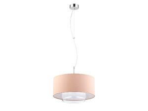 Miniaturka 7 - Lampa wisząca Aveo brzoskwiniowy abażur i przezroczysty szklany klosz na chromowanym zawieszeniu