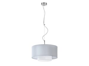 Miniaturka 3 - Lampa wisząca Aveo jasny abażur z mlecznym kloszem na chromowanym zawieszeniu