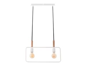 Miniaturka 4 - Lampa wisząca Avisena 2-punktowa biała rama i drewniane detale