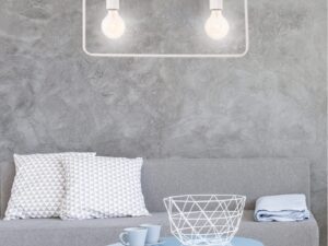 Miniaturka 2 - Biała lampa wisząca Avisena dwupunktowa w aranżacji salonu