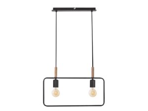 Miniaturka 1 - Lampa wisząca Avisena dwupunktowa czarna stalowa rama i drewniane detale