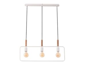Miniaturka 5 - Lampa wisząca Avisena 3-punktowa z białą ramą i drewnem