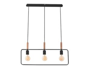 Miniaturka 1 - Lampa wisząca Avisena 3-punktowa czarna z drewnianymi elementami