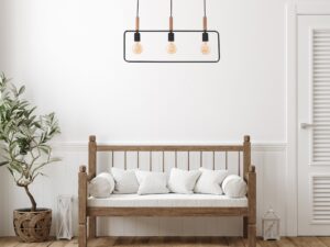 Miniaturka 3 - Czarna lampa wisząca Avisena 3-punktowa w aranżacji wnętrza