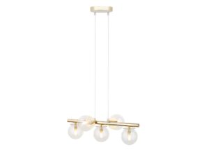 Miniaturka 2 - Lampa wisząca Avola 5 ze złotą konstrukcją i pięcioma przezroczystymi kulami, packshot