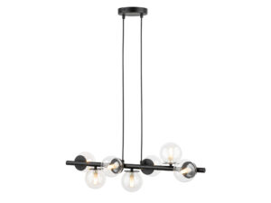 Miniaturka 4 - Lampa wisząca Avola kulki 7 z czarnym stelażem i siedmioma przezroczystymi szklanymi kloszami