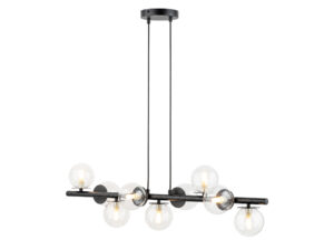 Miniaturka 5 - Lampa wisząca Avola kulki 9-punktowa czarna z transparentnymi szklanymi kloszami