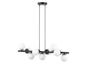 Miniaturka 4 - Lampa wisząca Avola kulki 9 z czarną belką i dziewięcioma białymi kulami