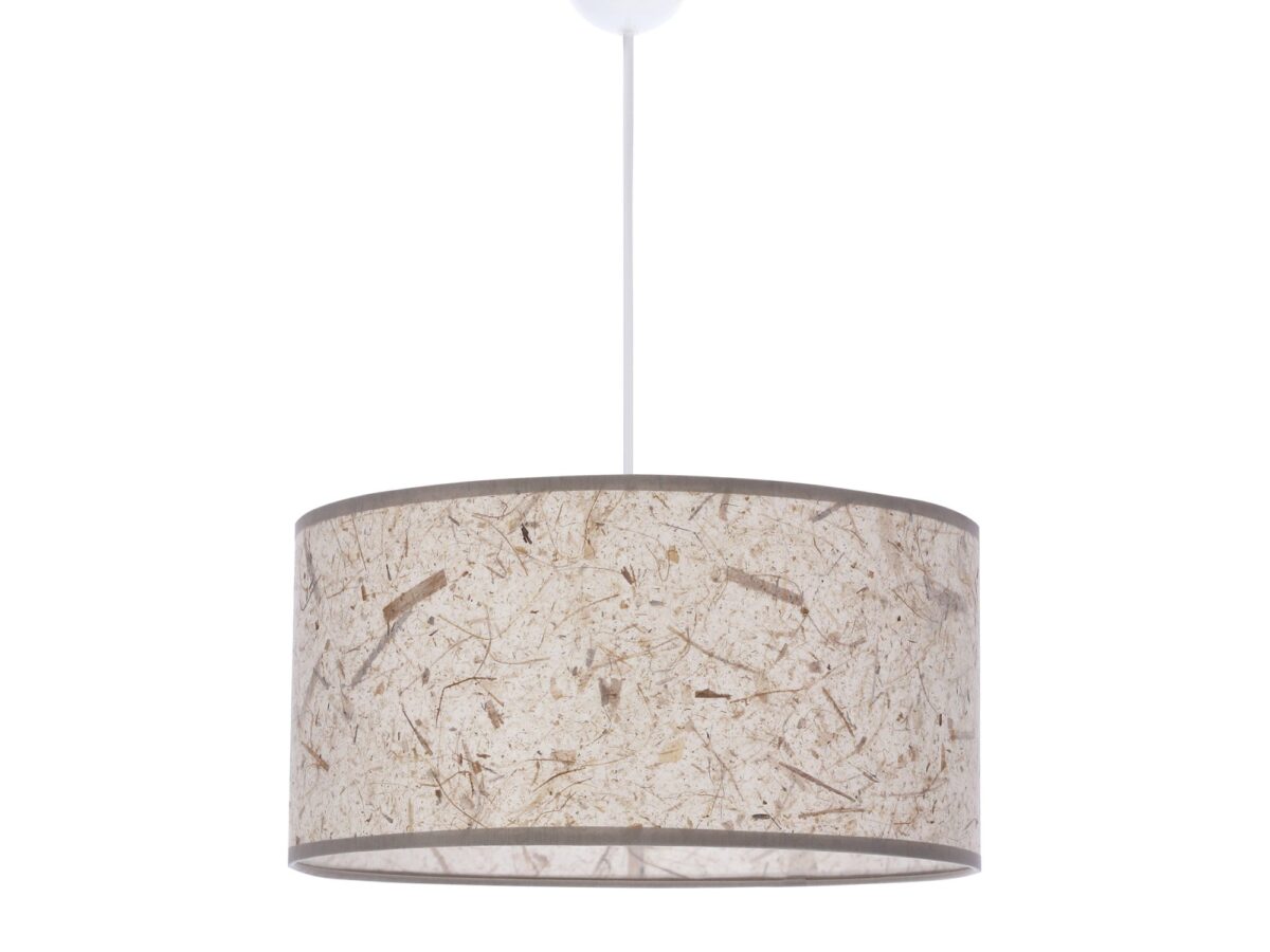 Lampa wisząca Avosena z beżowym fakturowanym abażurem