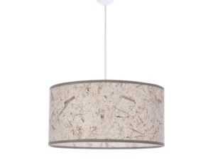 Miniaturka 2 - Lampa wisząca Avosena z beżowym fakturowanym abażurem i białym zawieszeniem