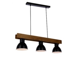 Miniaturka 3 - Czarna lampa wisząca Avosira z drewnianą belką ujęcie perspektywiczne
