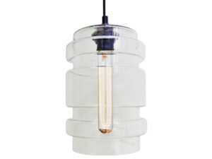 Miniaturka 1 - Lampa wisząca Balisano z bezbarwnym szklanym kloszem i czarnym zawieszeniem