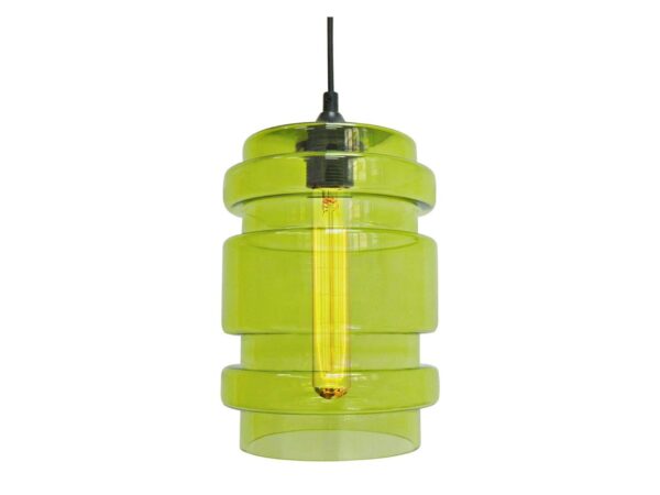 Lampa wisząca Balisano z zielonym szklanym kloszem i czarnym zawieszeniem