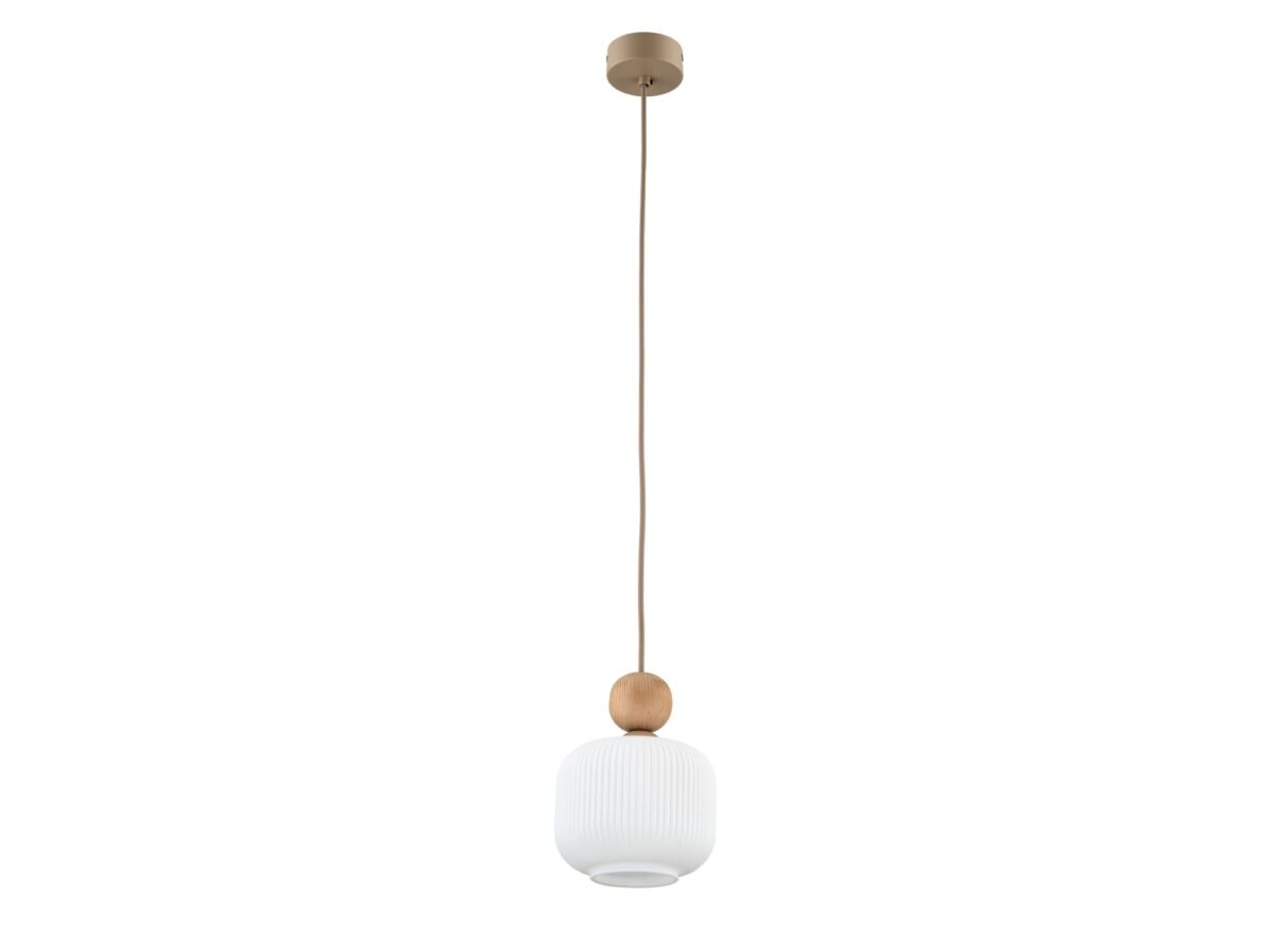 Lampa wisząca Ballo z ryflowanym szklanym kloszem 15 cm
