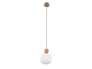 Miniaturka 4 - Lampa wisząca Ballo z białym szklanym kloszem i piaskowym zawieszeniem