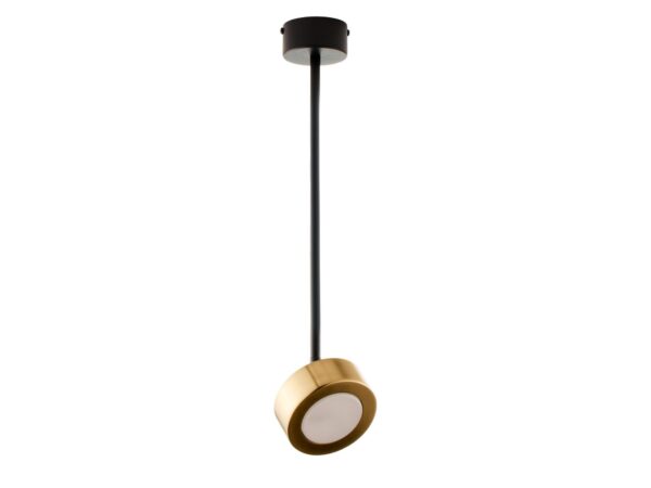 Lampa wisząca Bar 1 S 47 cm czarna ze złotym ruchomym reflektorem GX53 na białym tle