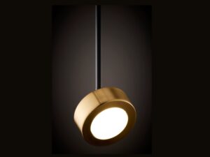 Miniaturka 2 - Zapalona lampa wisząca Bar 1 S z czarnym korpusem i złotym reflektorem