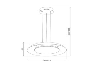 Miniaturka 18 - Rysunek techniczny lampy wiszącej Belarano LED: średnica 40 cm i zawieszenie 30–130 cm