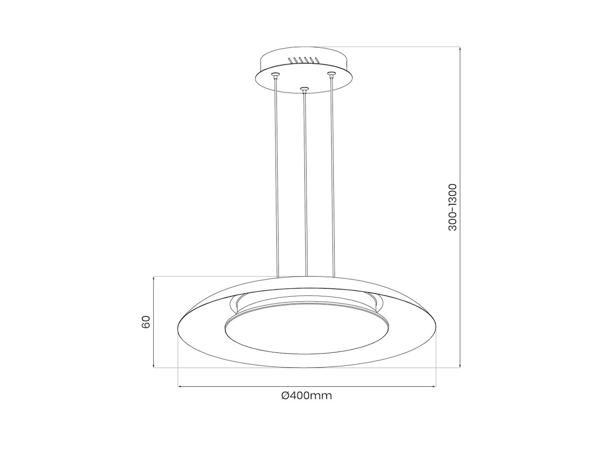 Schemat Belarano LED 40 cm, profil 6 cm i zawieszenie 30–130 cm