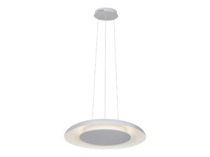 Miniaturka 19 - Cała biała lampa wisząca Belarano LED 30 W na białym tle, okrągła obręcz z podwieszeniem